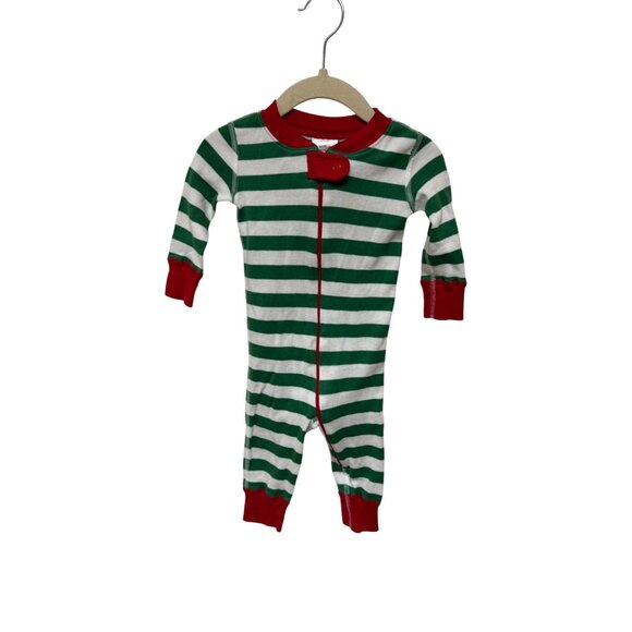 Hanna Andersson Green Striped Long Sleeve Romper Sleeper Infant Size 60 6-9mo - Picture 1 of 5